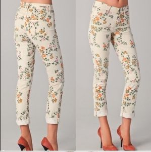 CoH Mandy High Waist Retro Slim Floral Cream Jeans
